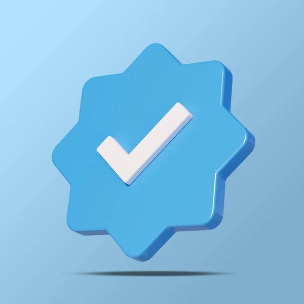 Verificación Perfil Marca Icono Redes Sociales Insignia Verificada Azul Con —  Fotos de Stock