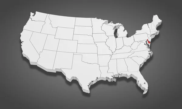 Delaware State Destacado Mapa Los Estados Unidos América Ilustración — Foto de Stock