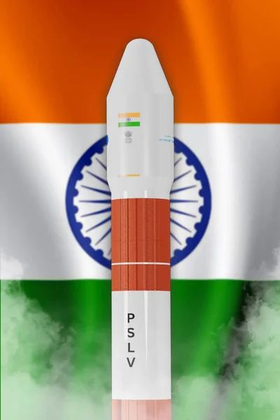 stock image PUNE, INDIA, 2nd SEPTEMBER 2023. Aditya L1 isolated on Indian tricolor background. elements of this image furnished-by NASA and ISRO. 3D illustration concept