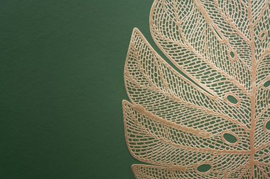 luxury golden leaves outline tropical plant monstera foliage on dark green background.concept idea for summertime,botanical decoration design.
