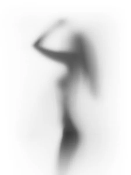 Weiblicher Menschlicher Körperschatten Auf Diffuser Oberfläche Von Der Seite Stockfoto