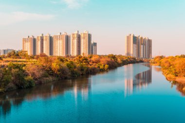 View of Modern City from Lake
