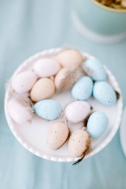 Easter eggs with blue and pink color