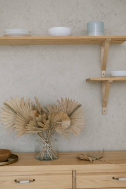 Bali Indonesian interior design with palm leaves