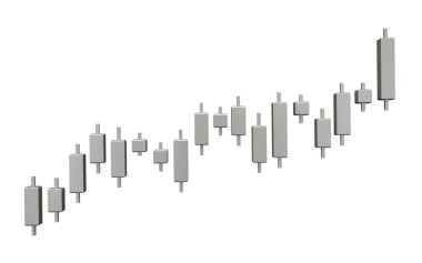 3D Candle stick Chart isolated on white background, financial and stock markets, Minimal concept trading crypto currency, investment trading, exchange, forex, financial, index, Bullish.