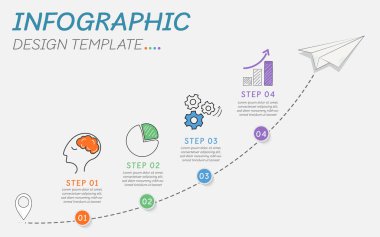 Zaman çizelgesi bilgi şablonu. 4 adım zaman çizgisi yolculuğu, takvim düz bilgi grafikleri tasarım şablonu. Sunum grafiği 4 seçenekli iş konsepti, vektör illüstrasyonu.