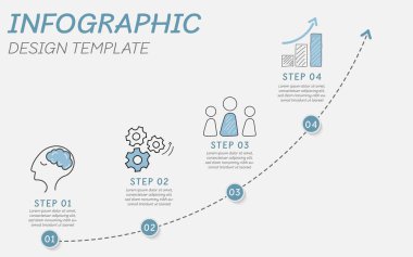 Zaman çizelgesi bilgi şablonu. 4 adım zaman çizgisi yolculuğu, takvim düz bilgi grafikleri tasarım şablonu. Sunum grafiği 4 seçenekli iş konsepti, vektör illüstrasyonu.