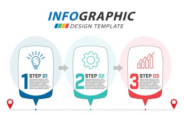 Zaman Çizelgesi Yaratıcısı bilgi şablonu. 3 adım zaman çizgisi yolculuğu, takvim düz bilgi grafikleri tasarım şablonu. Sunum grafiği 3 seçenekli iş konsepti, vektör illüstrasyonu.