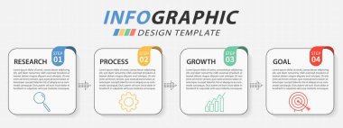 Zaman çizelgesi bilgi şablonu. 4 adım zaman çizgisi yolculuğu, takvim düz bilgi grafikleri tasarım şablonu. Sunum grafiği 4 seçenekli iş konsepti, vektör illüstrasyonu.