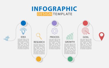 Zaman Çizelgesi Yaratıcısı bilgi şablonu. 5 adım zaman çizgisi yolculuğu, takvim düz bilgi grafikleri tasarım şablonu. Sunum grafiği 5 seçenekli iş konsepti, gantt vektör illüstrasyonu.