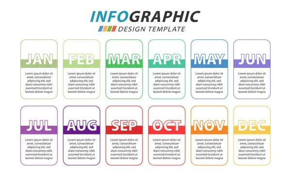 Timeline Creator Infographic Template Months Timeline Journey Year Calendar Infographics — Stock Vector