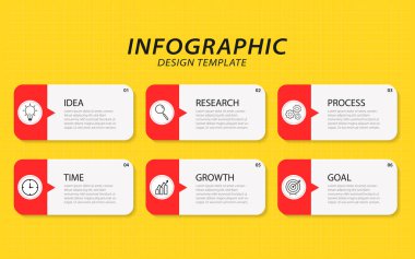 Infographic template. 6 Step timeline journey, Flat simple infographics design template. presentation graph. Business concept with numbers 6 options or steps vector illustration.