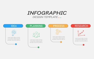 Zaman çizelgesi bilgi şablonu. 4 adım zaman çizgisi yolculuğu, takvim düz bilgi grafikleri tasarım şablonu. Sunum grafiği 4 seçenekli iş konsepti, vektör illüstrasyonu.