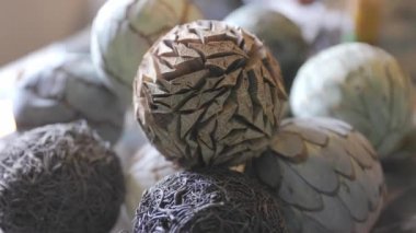 Set of dried orbs with a mixture of sage and cream perfect for decoration at home or Christmas