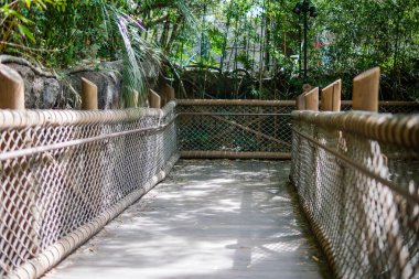 Los Angeles CA hayvanat bahçesindeki ahşap köprü. Yüksek kalite fotoğraf