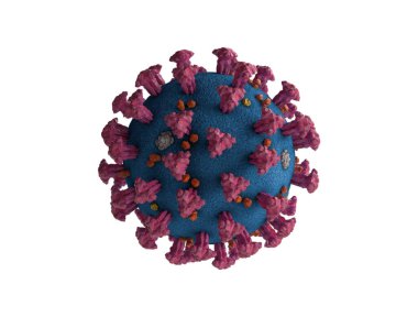 Beyaz zemin üzerinde COVID-19 Lambda virüs hücreleri