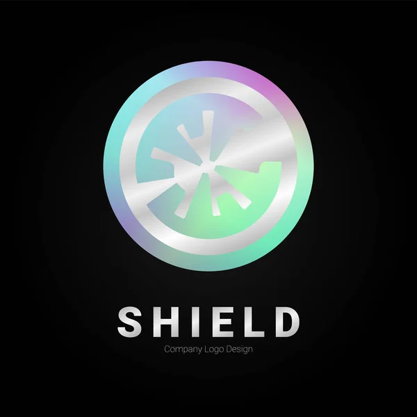 Kalkan hologram vektör logosu tasarımı, sembol, işaret veya element iş tasarımı için uygun kullanım