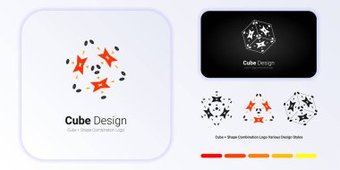 Geometrik küp köşegen logosu, yıldız ve küp göz kırpan şekillerin bir kombinasyonu