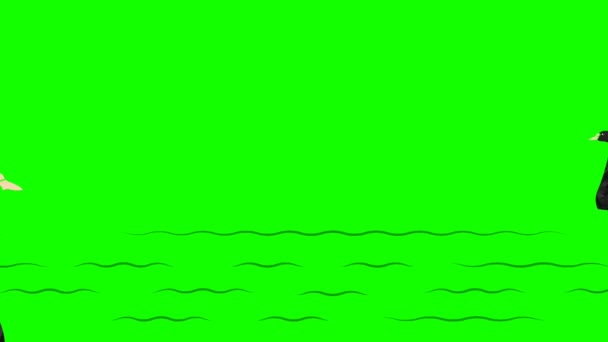 Анимированный Лебедь Зеленом Фоне Озера — стоковое видео