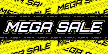 Satış Bayrağı Şablonu Tasarım, Mega Satış Özel Teklif Sancak Vektör Çizimi, Uyarı Konseptini kaçırmayın