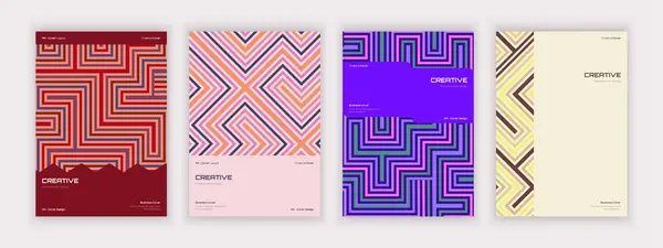 renkli çizgili bir dizi geometrik stil iş örtüsü