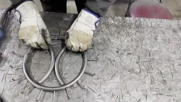Welder Heavy Industry Welding Pieces Iron Broom Table — Video