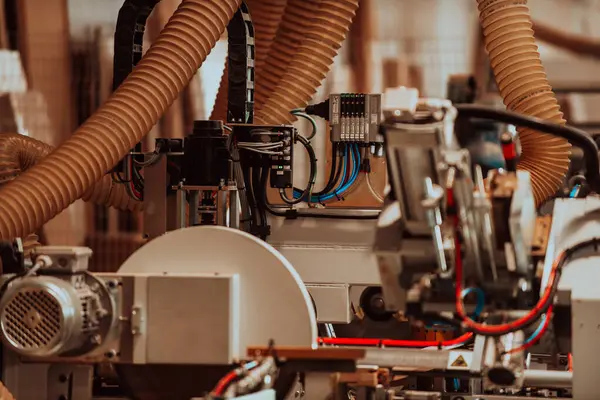 Modern bir ahşap işleme tesisinde, modern bir CNC makinesinde kusursuz bir hassas teknoloji ve geleneksel zanaatkarlık sergileniyor, çeşitli bir dizi üretmek için uyum içinde çalışıyor.