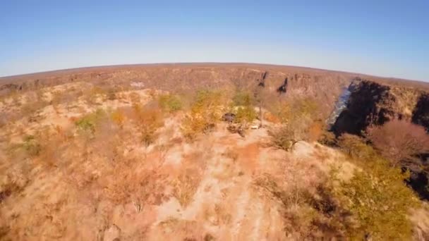 Cinematic Aerial Top View Wild Zambezi River Just Victoria Falls — Stock Video