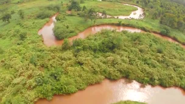 Cinematic Aerial Top View River Uganda Fort Portal High Quality — Video Stock