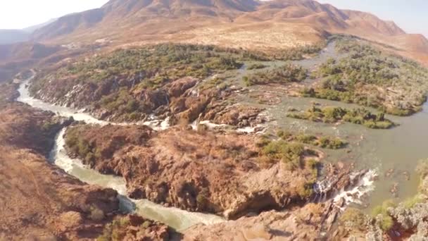 Cinematic Aerial Top View Epupa Falls Namibia High Quality Footage — Stock videók