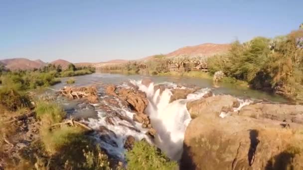 Cinematic Aerial Top View Epupa Falls Namibia High Quality Footage — Stock videók