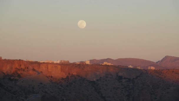 Cinematic Time Lapse Moon Rising Jabal Akhdar Oman High Quality — Stock videók