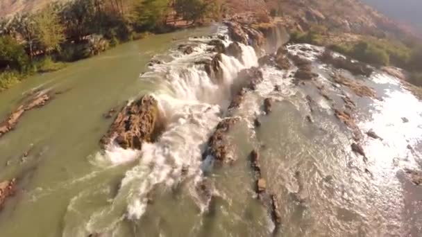 Cinematic Aerial Top View Epupa Falls Namibia High Quality Footage — Stockvideo