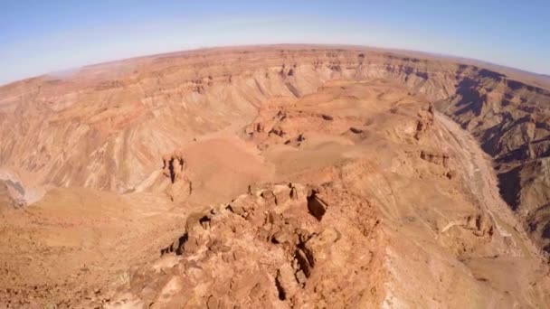 Cinematic Aerial Top View Female Hiker Mountain Top Namibia High — Wideo stockowe