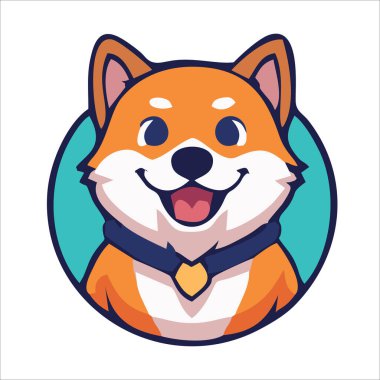 Şirin köpek suratlı düz tasarım karikatür elementi çizimi sevimli köpek maskotu logosu çizimi karikatürümsü ve şirin stil vektörü