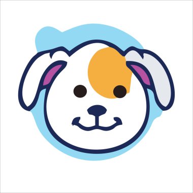Şirin köpek suratlı düz tasarım karikatür elementi çizimi sevimli köpek maskotu logosu çizimi karikatürümsü ve şirin stil vektörü