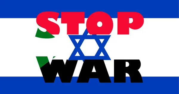 Början Kriget Mellan Israel Och Palestina Text Med Palestinas Flagga — Stockfoto