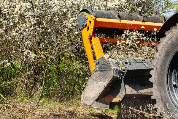 Orman işçisi kazıcıya saman eklemek için yol kenarında odun kesiyor. Yüksek kalite fotoğraf