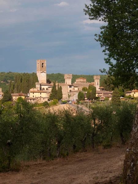 stock image Italy, Tuscany, The Badia a Passignano village and church. scenic view of beautiful medieval architecture