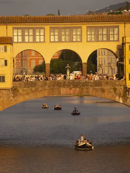 Włochy Toskania Florencja Most Ponte Vecchio Rzeka Arno — Zdjęcie stockowe