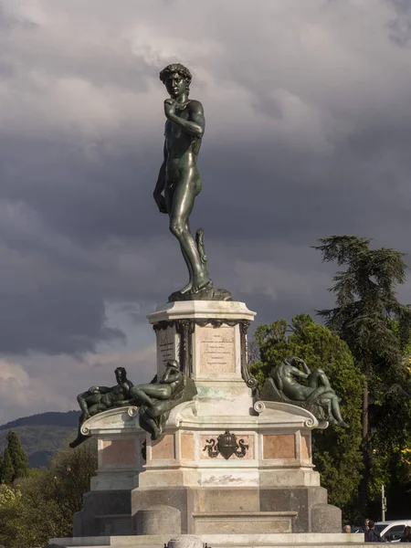 stock image Italy, Tuscany, city of Florence. The copy of David of Michelangelo at Michelangelo square.