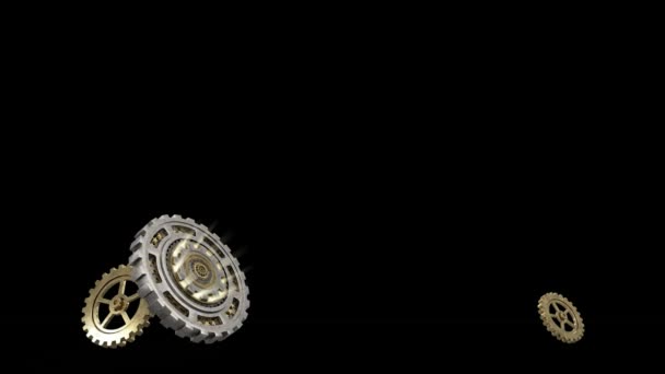 Mechanical Gear Animation Black Background — Video Stock