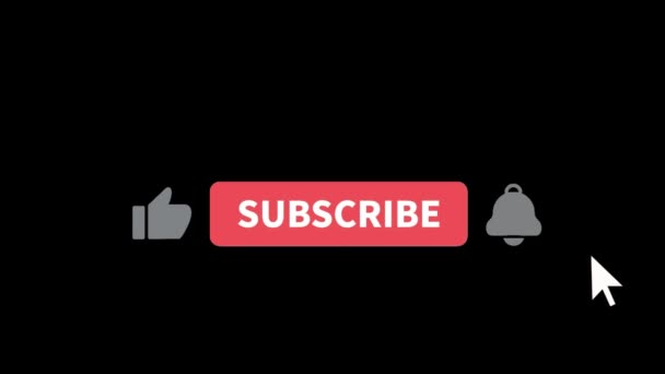 Channel Subscribe Button Animation Black Background — стоковое видео