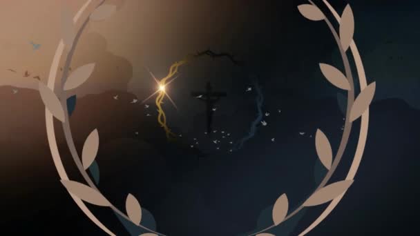 Animație Creștină Deschidere Religioasă Cruce Fundal — Videoclip de stoc