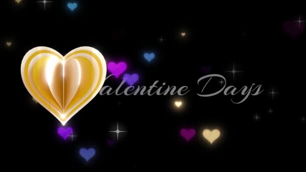 Valentine Hari Dan Cinta Animasi Gemerlap Dan Berkilauan Jantung Partikel — Stok Video