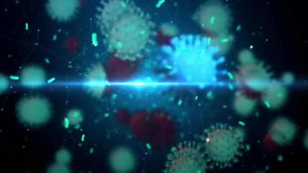 Animasi Virus Pantogen Flu Burung Hiv Ebola Dengue Virus Korona — Stok Video