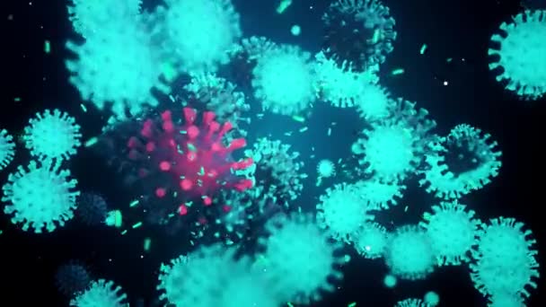 泛素病毒 禽流感 爱滋病毒 埃博拉病毒 登革热 电晕病毒或Covid 19以及其他对人类有危险的病毒的动画 — 图库视频影像
