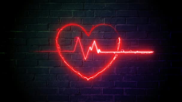Heart Health Sign Animation Shining Wall Background — Stockvideo