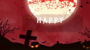 halloween background with pumpkins and bats. vector illustration