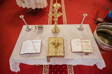 table with holy things from the church